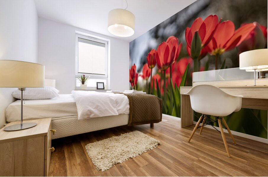 Crimson Blooms Mural print