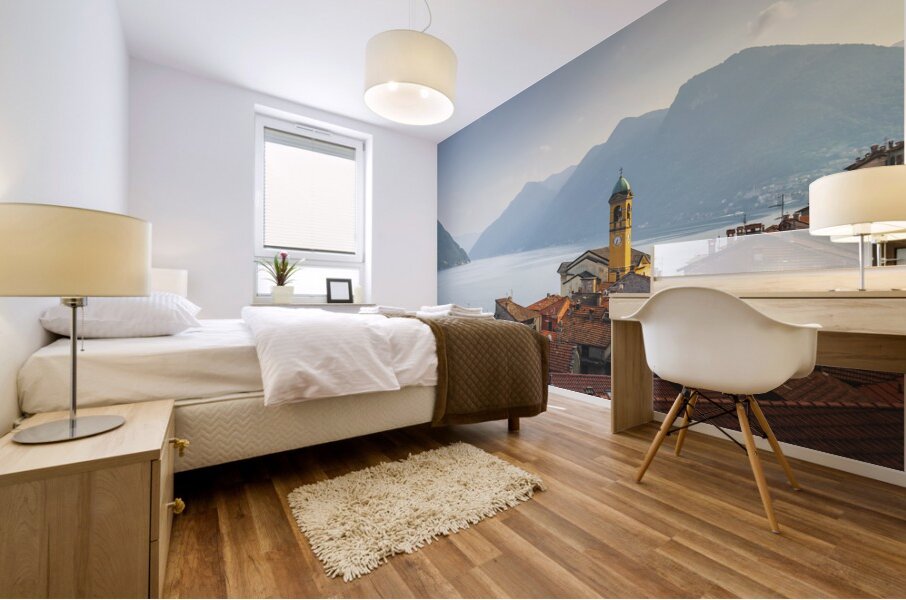 Colonno village in Lake Como. Italy Mural print