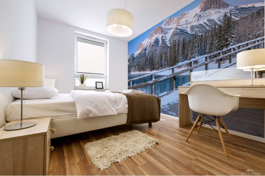 Bow River Fresh Snow and Moon Mural print