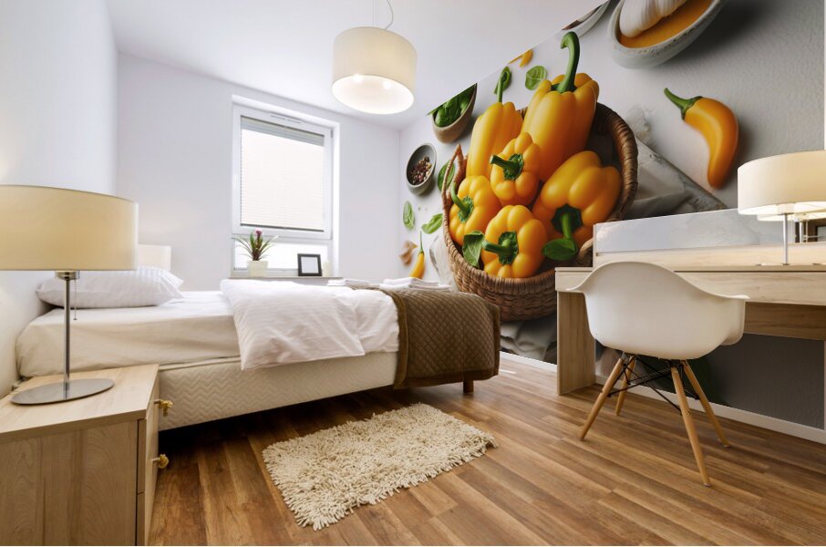 Red green yellow peppers food 15 Mural print