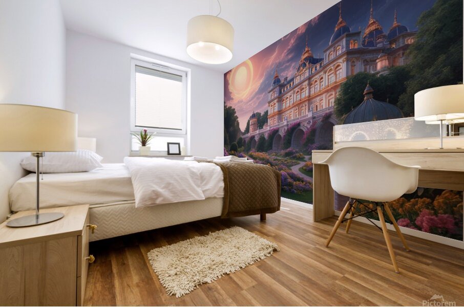 a stunning panoramic view of a grand palace and i Mural print