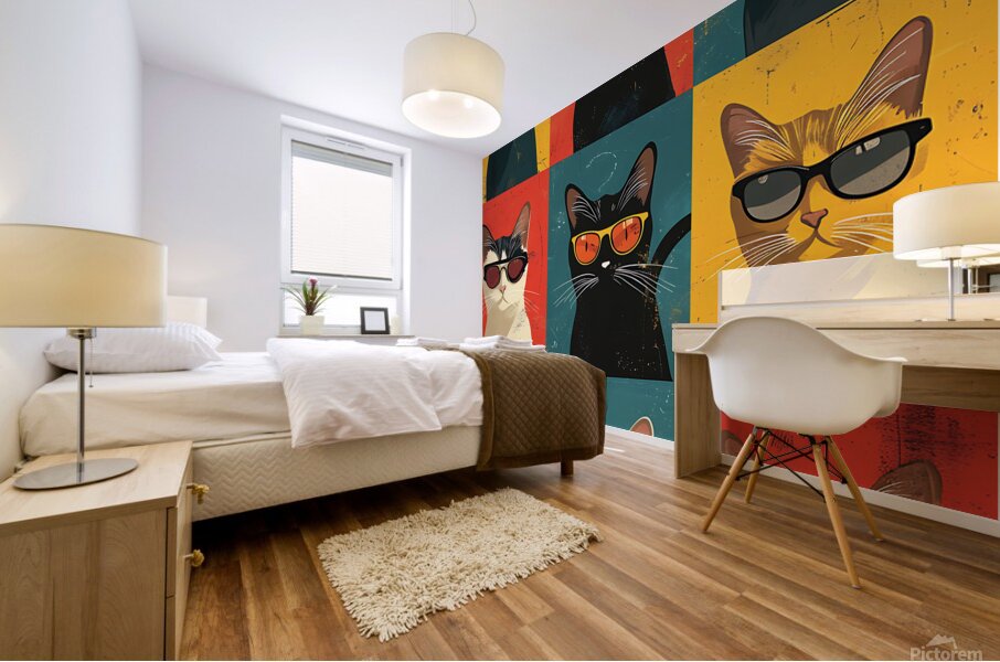 Fantastic Funky Cats  Mural print