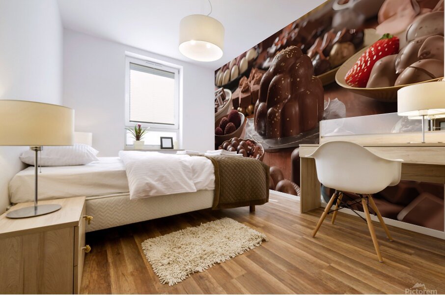 a mouthwatering display of various chocolate deli Mural print
