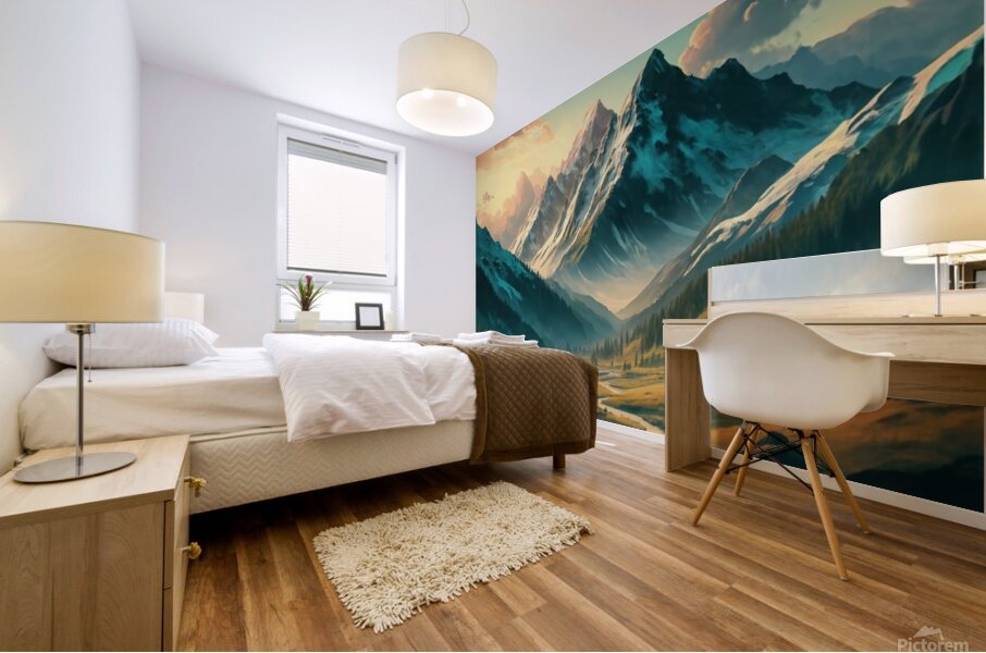 an awe inspiring cinematic landscape illustration Mural print