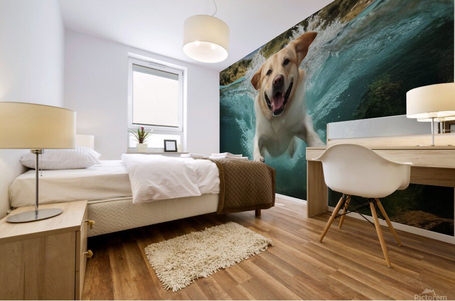 un labrador retriever enthousiaste plonge  Mural print