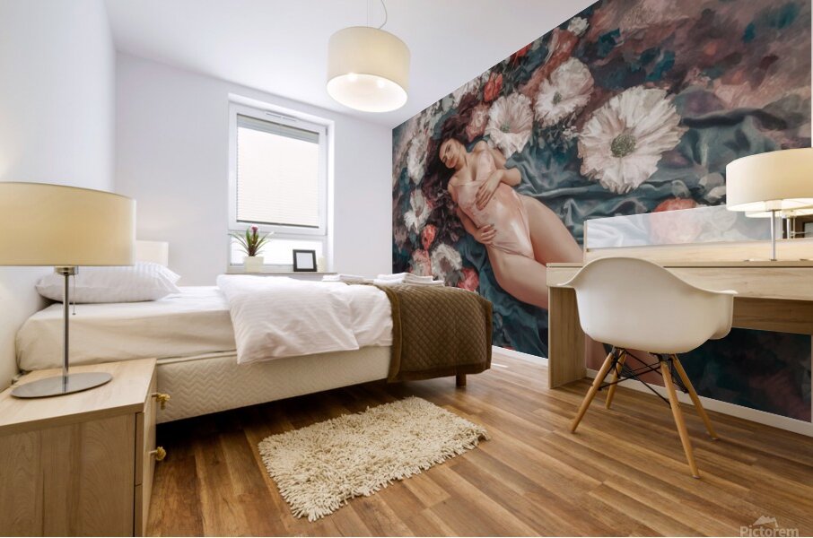 semi abstract painting aphrodite big flowers pain Mural print