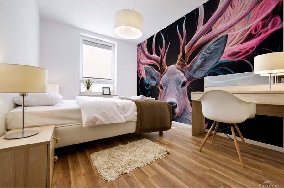 a majestic deer with intricately detailed antlers Mural print