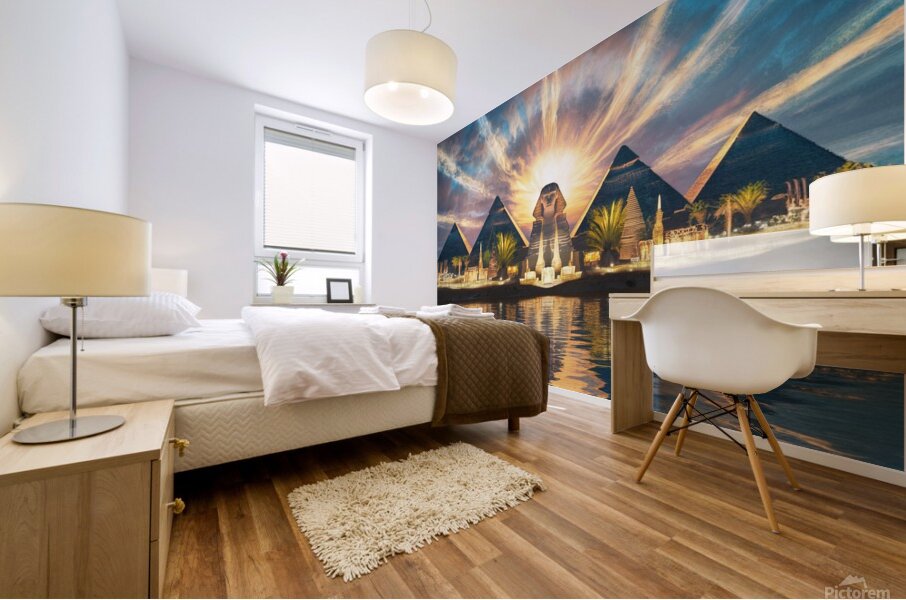 a mesmerizing 3d rendering of a serene egyptian  Mural print