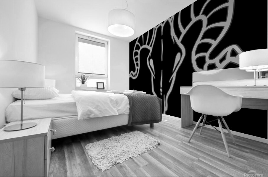 Goat skull head white Mural print