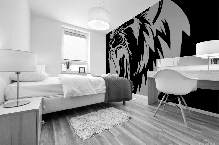 The lion white roar Mural print