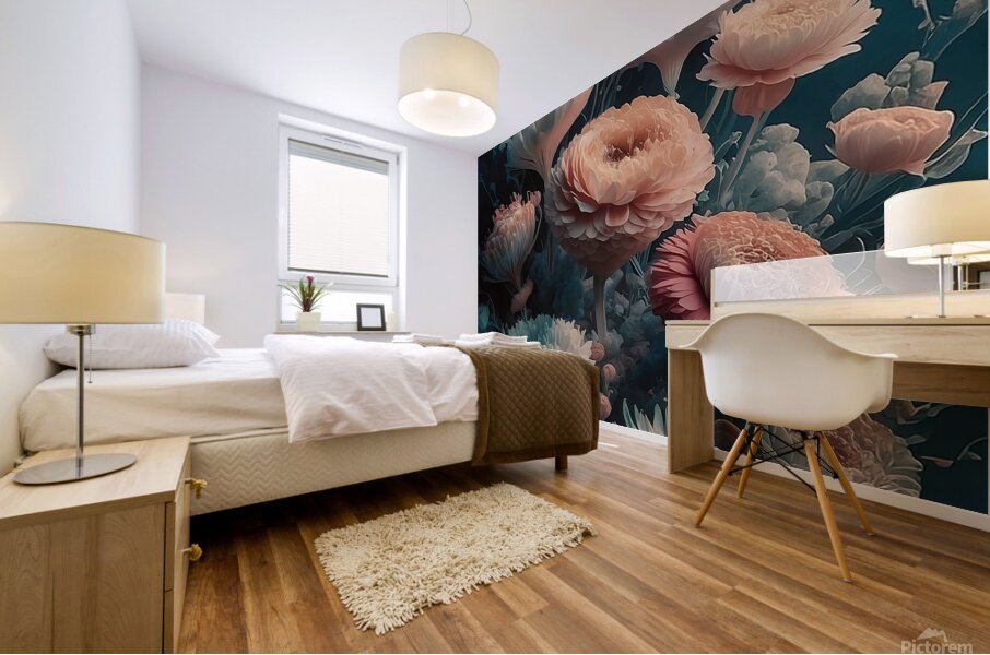 a stunning digital floral artwork featuring trans Mural print