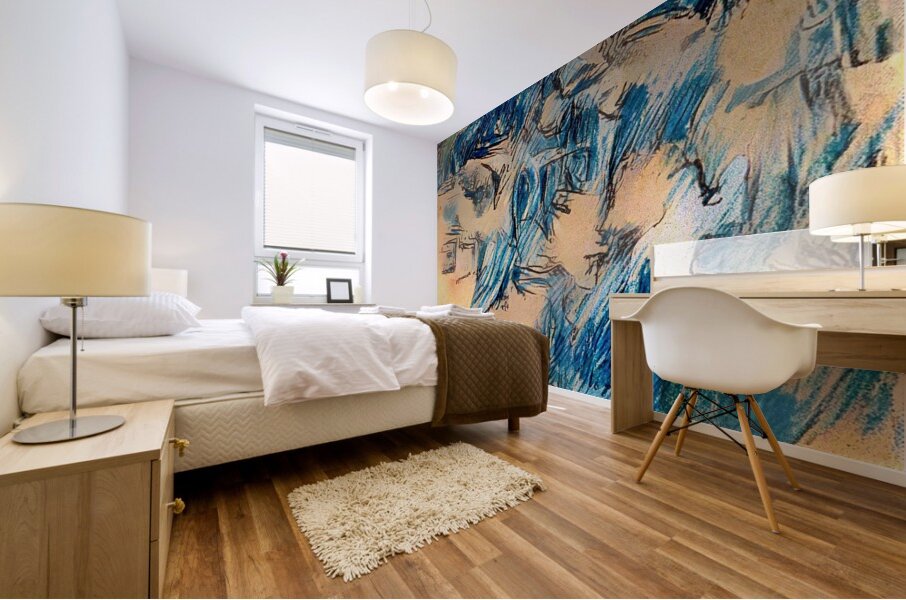 Blue Sketch Mural print