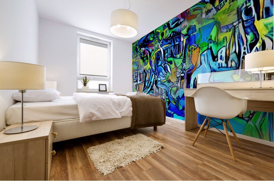 Abstract Odyssey: A Journey Through Blue Realms Mural print