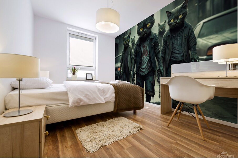 Zombie cats Mural print