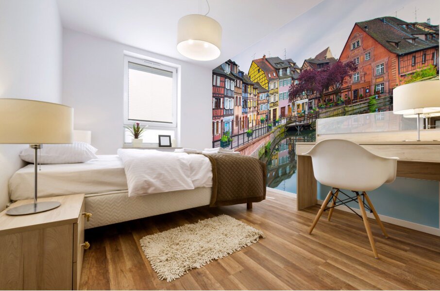 Canal in Little Venice district. Alsace France Mural print