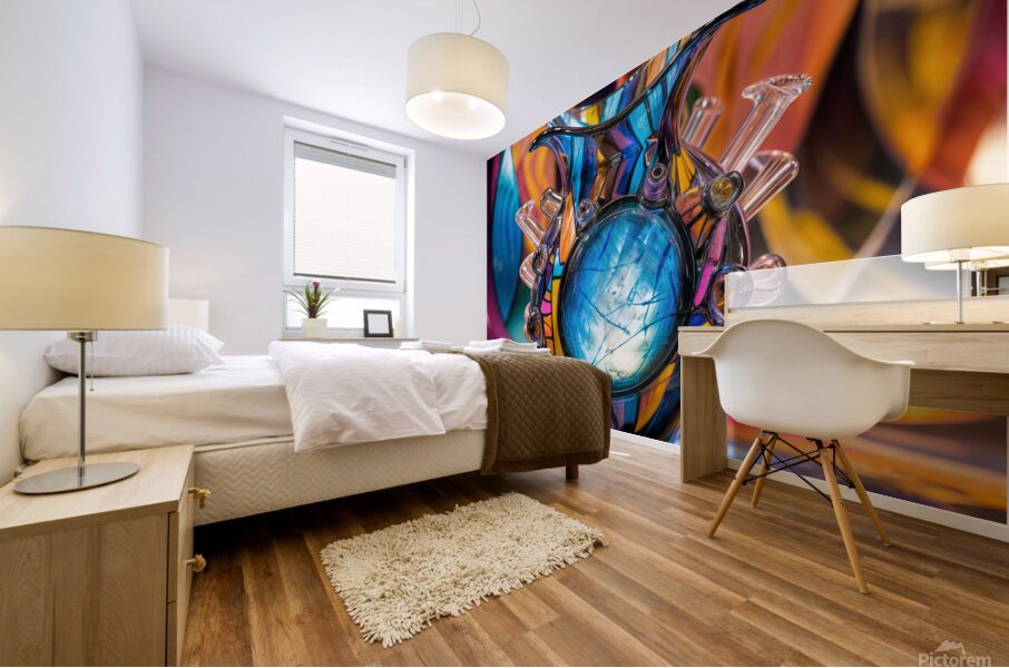 an exquisite one of a kind glass vase showcasing Mural print