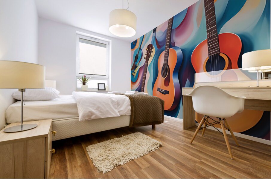 Rainbow Guitars 4 Mural print