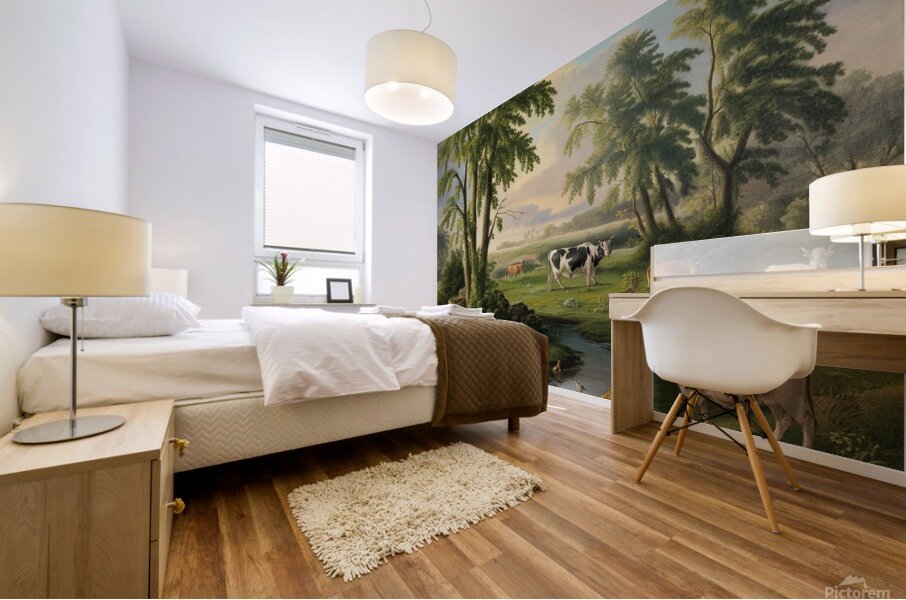 Nature in the Spring .bords rabbits . water cows .goats Mural print