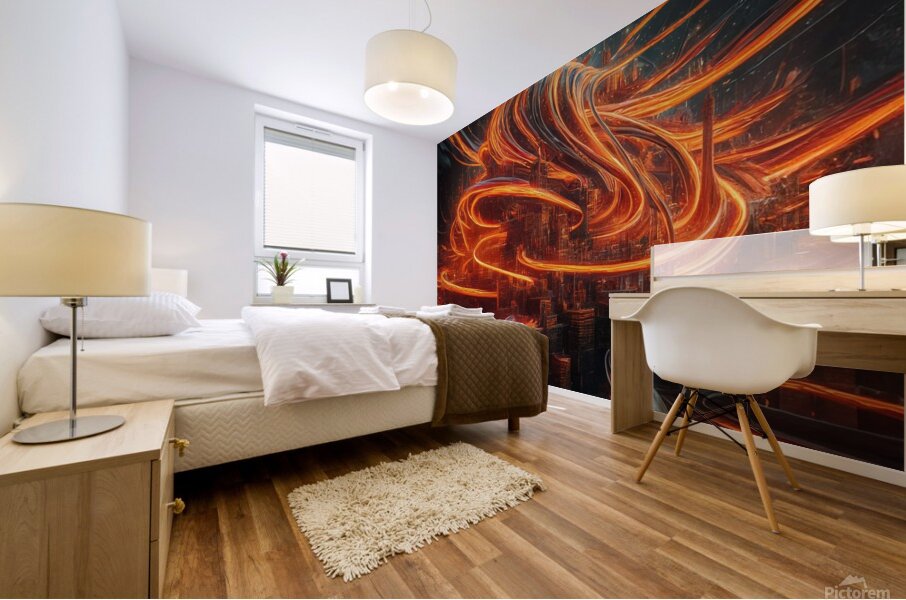 a stunning futuristic cityscape brimming with vib Mural print