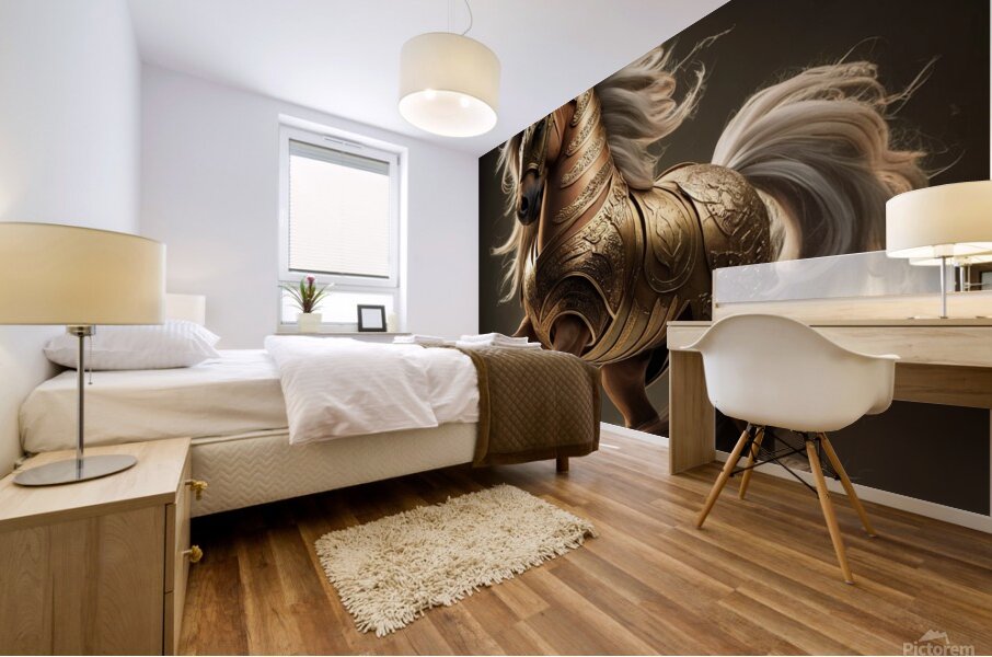 High resolution drawing of a majestic horse with a white mane Mural print