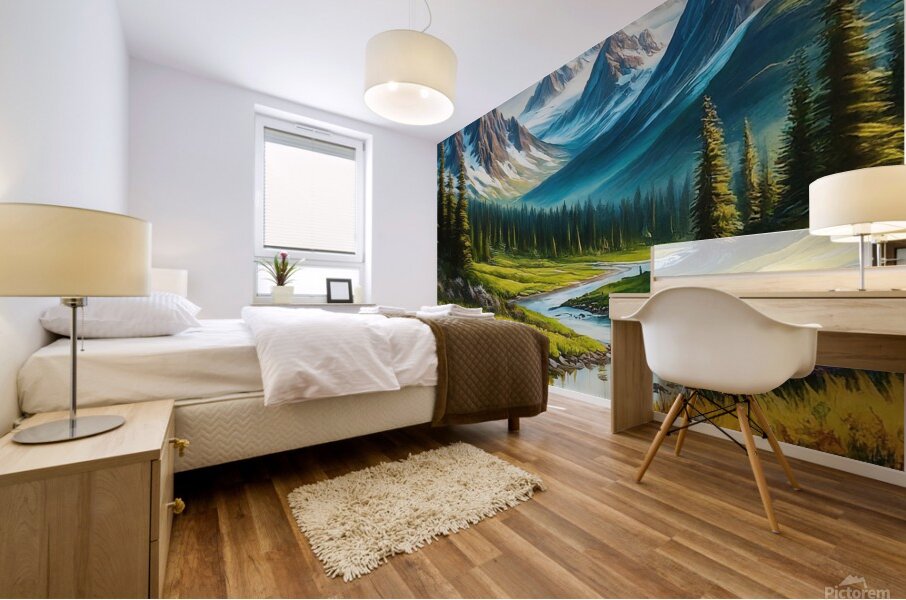 Capture a breathtaking panoramic view of a vast montain Mural print