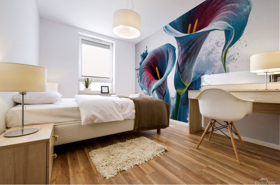 Flower blue-red Mural print