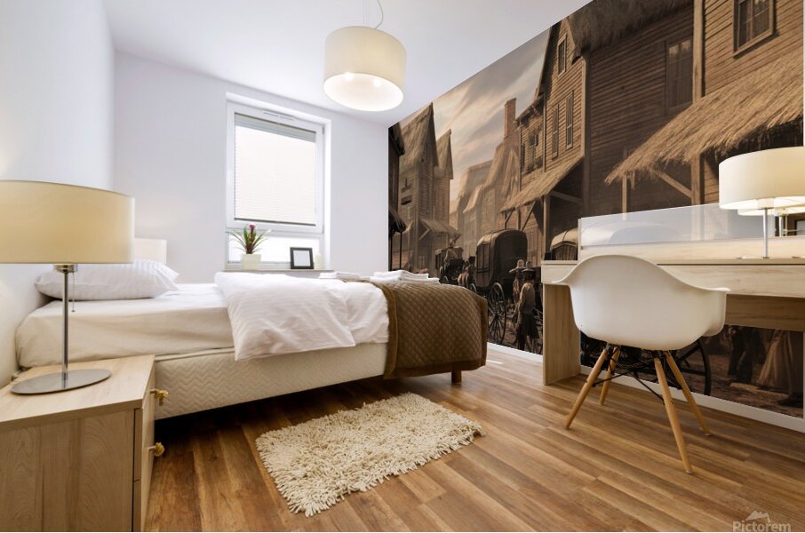 A busting 1800s town Mural print