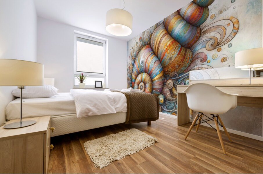 288 Mixed madia painting of a whimsical sea shell 1716491147.4485 Mural print