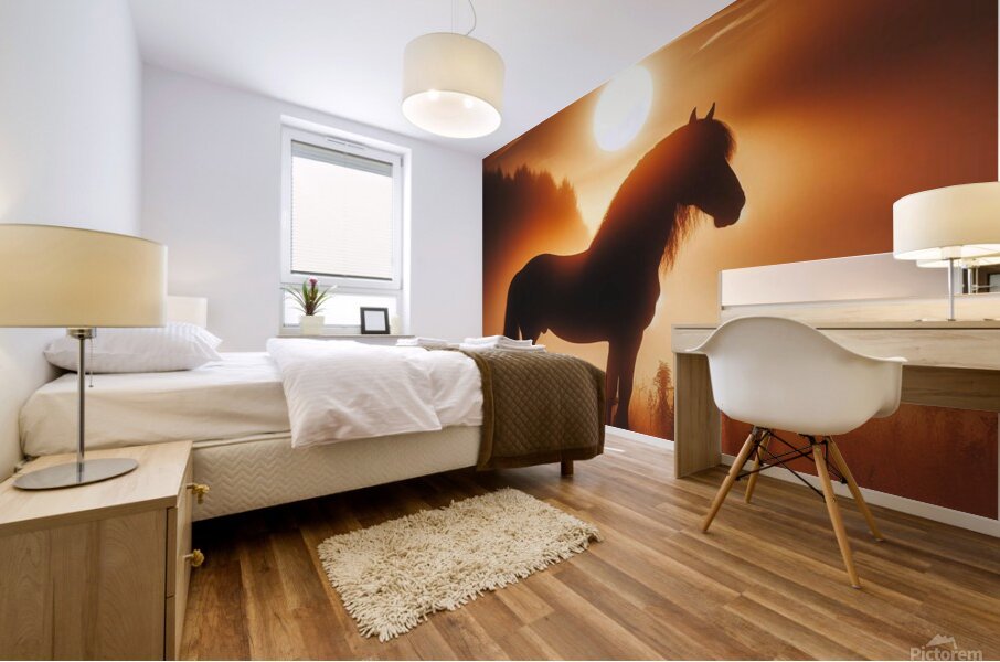 Noble Horse at Sunrise Mural print
