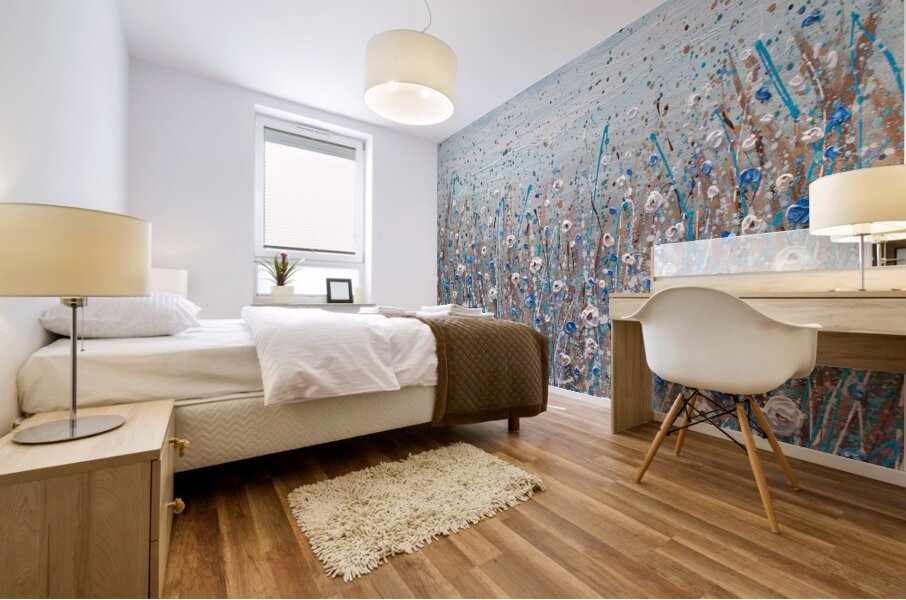 blue and white flowers  Mural print