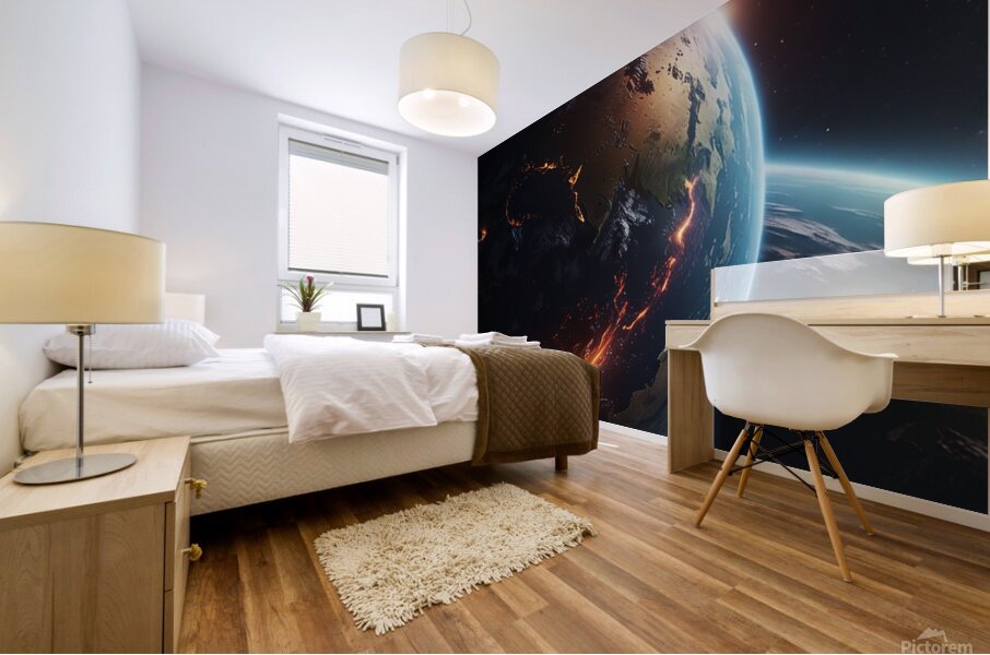 planet fire cinematic realist  Mural print
