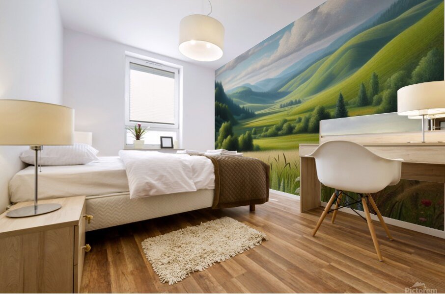 Oil painting of a natural landscape. Mural print