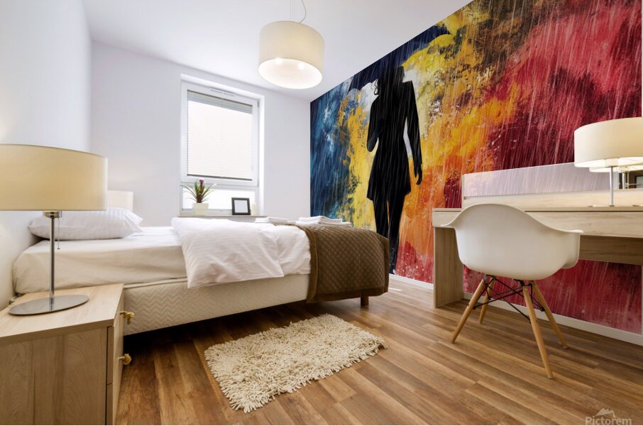 a striking abstract artwork byt mann nyc featurin Mural print