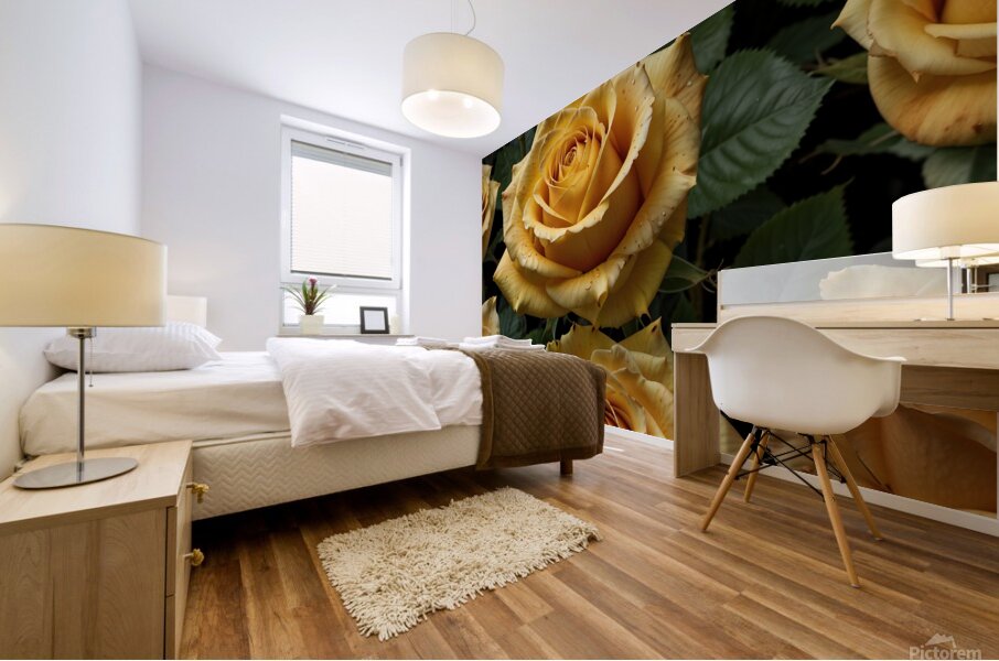 yellow roses full size high resolution Mural print