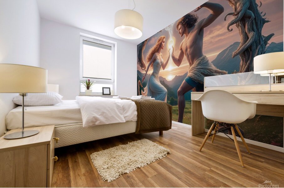 Une femme d Une beaute irreelle rencontre un homme au charme mysterieux  Mural print