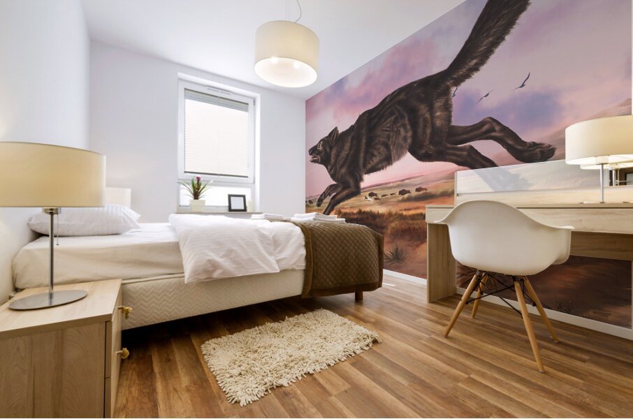 Black American Wolf Mural print