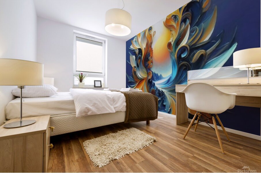 An ultra-realistic photographic image of a vibrant abstract floral composition Mural print