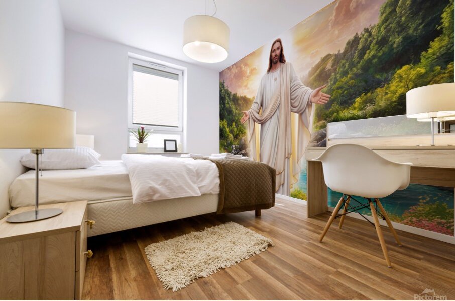 a stunning 8k digital artwork of jesus christ sta Mural print