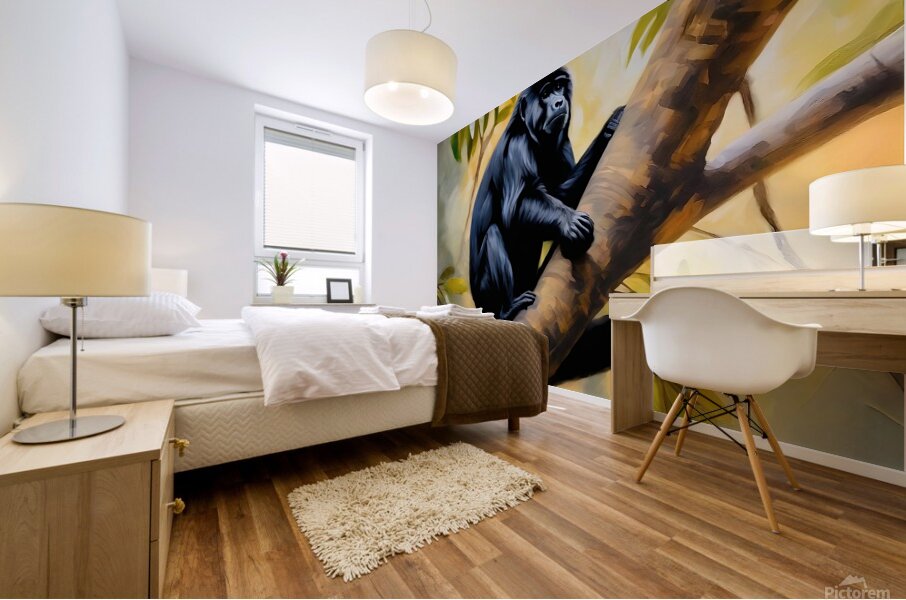 Black Howler monkey Mural print