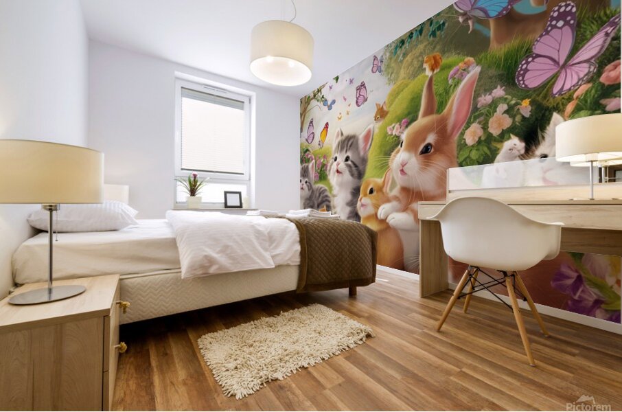 a breathtaking 3d illustration of a serene garden Mural print