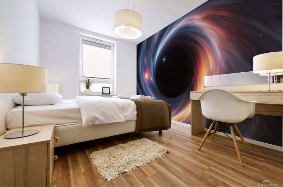 Incredible force of a supermassive black hole as it gracefully interacts with a galaxy Mural print