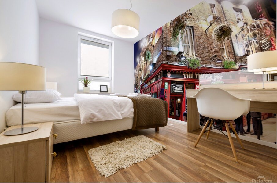 Temple Bar in Dublin On A Winter Night in Ireland Mural print