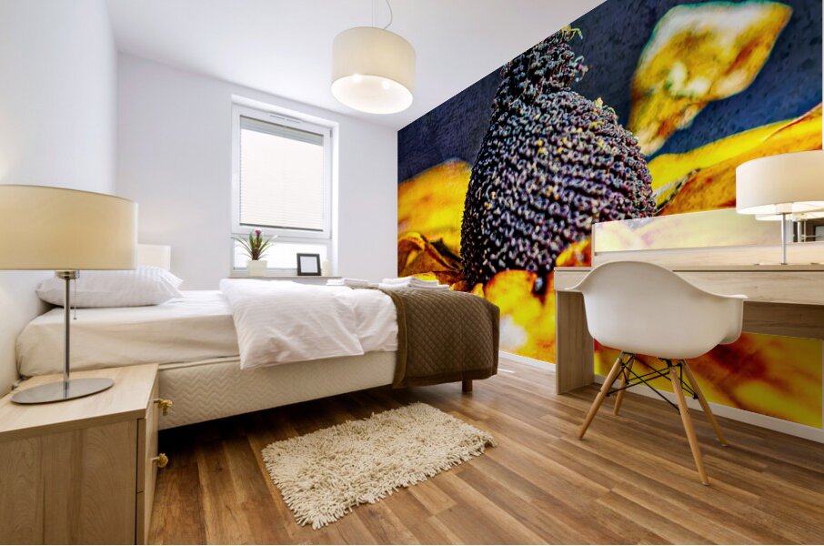 Golden Harvest: : Bee on Black Eyed Susan Flower Mural print