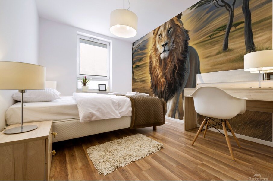 The greatness of the lion: a symbol of power and prestige Mural print