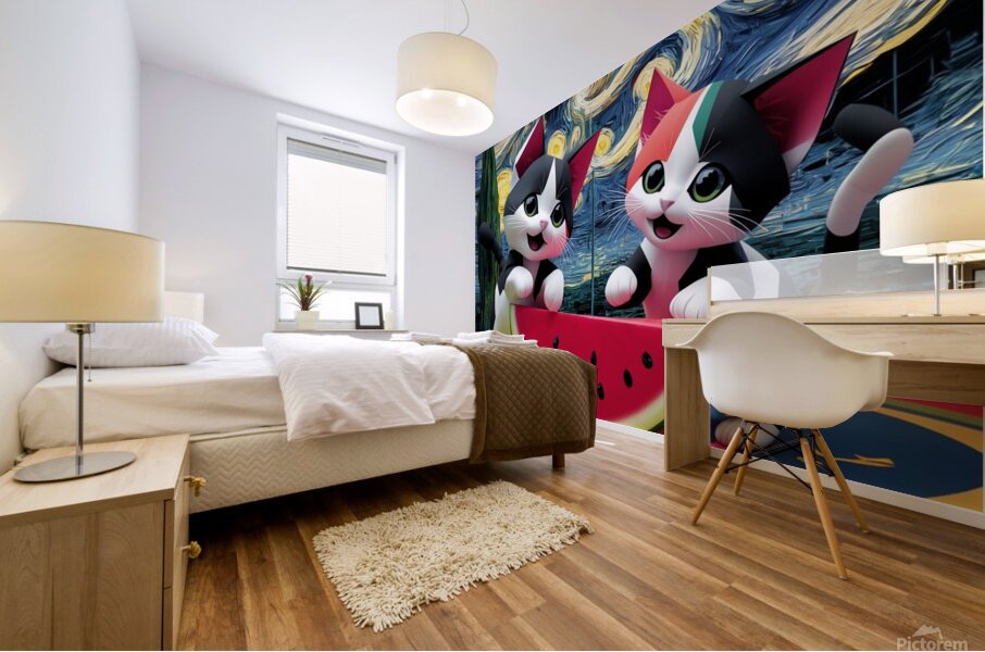 Watermelon Cats Mural print
