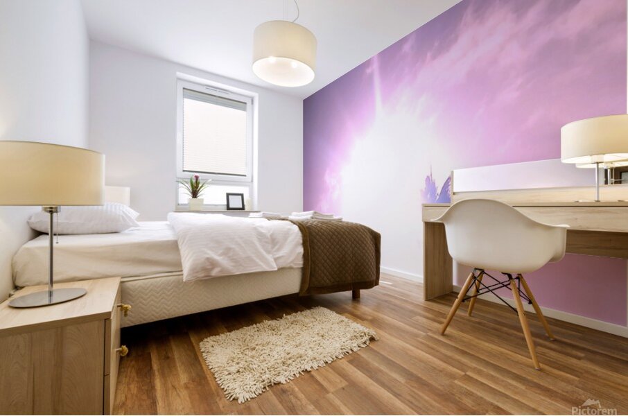 Palms and sun pink Mural print