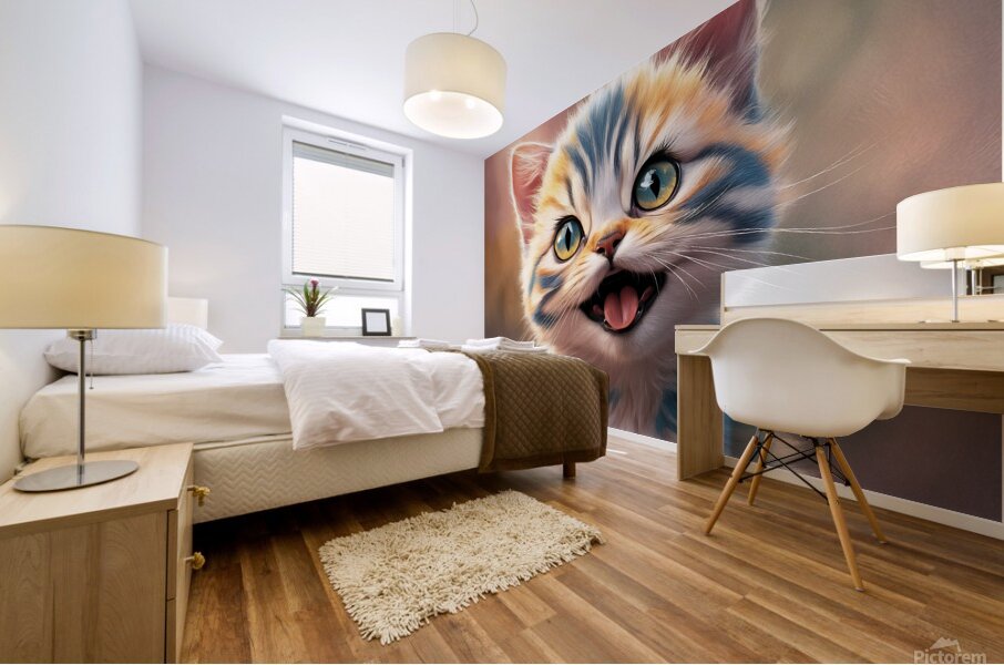 Cute drawing of strangely cute kittens Mural print