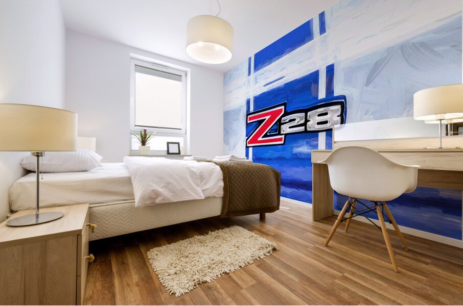  1973 Blue & White Chevrolet Camaro Z28 X 10 Mural print