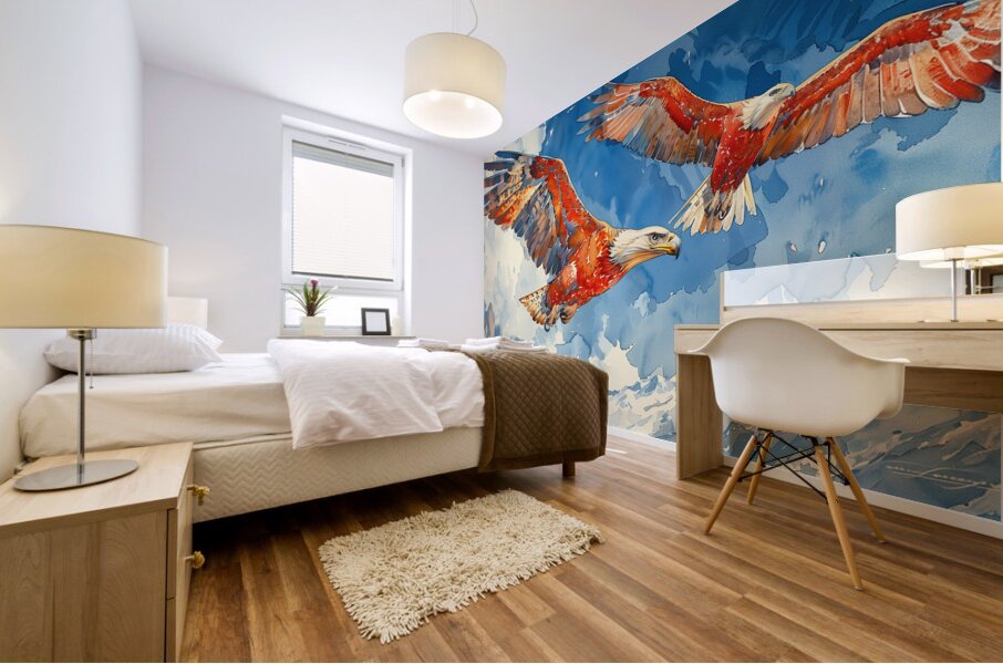 A stunning panorama of a pair of Philippine eag 6 Mural print