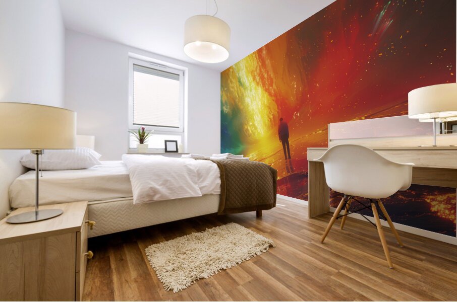 A surreal and quirky art piece with a color pal 3 Mural print